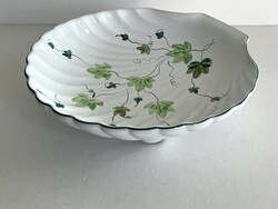 Herend Village Pottery, Herendi majolika kagyló alakú, borostyán levél mintás kínáló tál