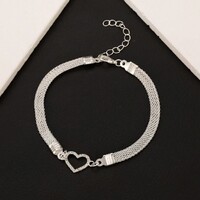 Ezüstözött Szív Karkötő Cirkónia Köves Nemes Acél Hipoallergén. Új!