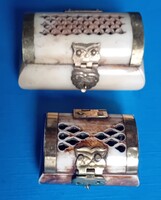 2 áttört csont bonbonier réz veretekkel