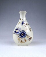 1Z722 Vajszínű búzavirág mintás Zsolnay porcelán díszváza ibolyaváza 11.4 cm