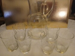 Szőlő mintás boros kancsó 6 pohárral