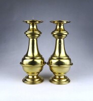1Z641 Modern iparművészeti réz gyertyatartó pár 21.8 cm