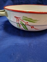 Zománcos tál vajling edény ritka  motívummal