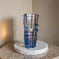 1 Ft-ról! Hibátlan kék Sklo Union üveg váza - Jiří Zejmon 'Panelák' retro MCM