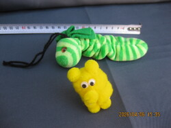 2 db nagyon retró pompon maci + plüss kukac hernyó