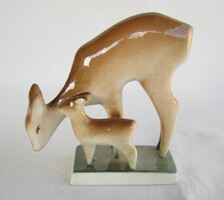 Zsolnay porcelán őz őzike kis gidával