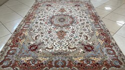 4254 GYÖNYÖRŰ Iráni Tabríz selyemmel kézi perzsa szőnyeg 163X241CM