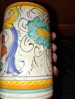 Original Italian Deruta ceramic vase/glass – hand-painted, Raffaellesco pattern