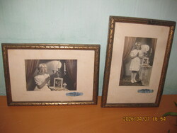 2 DB RÉGI FÉNYKÉP  BAJA  ERZSÉBET FOTÓ  ARANYOZOTT KERETBEN
