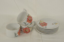 Zsolnay pipacs mintás porcelán kávéskészlet A358