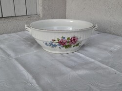 Gyönyörű nagyméretű Zsolnay kétfülű pogácsás tál