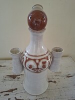 VÍGH ÉVA NŐ FESTETT RETRO KERÁMIA SZOBOR GYERTYATARTÓ