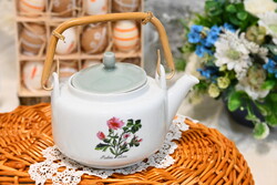 Bavaria porcelán teáskanna – szűrővel, bambusz füllel