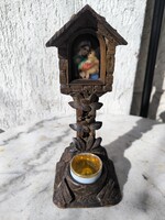 Antik Hàzi oltàr kàpolna Hàzi àldàs. Raffaello Széken ülő Madonna . Porcelán medàll jellegű kép