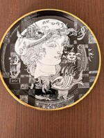 Hollóházi Szász Endre stúdió falitányér – 21 karátos arannyal díszített, hibátlan