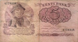 5 krooni korona 1929 Észtország Ritka 2.