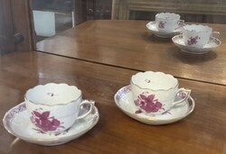 2 db Herendi Apponyi purpur lila manófüles kávés csésze + alj 3. tétel