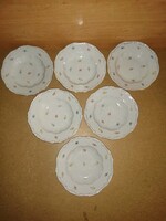 Zsolnay porcelán arany szegélyes, tollazott mélytányér - 6 db egyben - 24 cm (2p)
