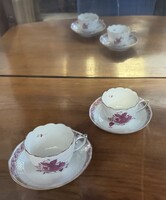 2 db Herendi Apponyi purpur lila manófüles kávés csésze + alj 4. tétel