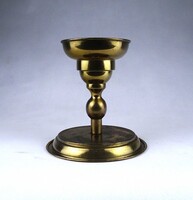 1Z646 Modern iparművészeti széles talpú sárgaréz gyertyatartó 14.7 cm