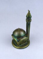 1Z726 Eozin mázas Zsolnay porcelán dzsámi minaret 13.5 cm