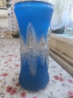 Art deco kék vastag üveg váza  eladó!