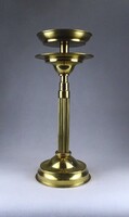 1Z652 Nagyméretű modern bordázott szárú iparművészeti sárgaréz gyertyatartó 38.7 cm