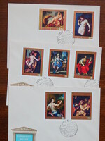 FDC szett: 1970. Festmények (IX.) a Szépművészeti Múzeum képei - Dabas 700 éves alkalmi bélyegzéssel