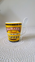 "Always Good Coffee" porcelán bögre,kiskanállal