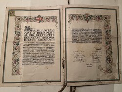 A budapesti Magyar Királyi kertészeti tanintézet oklevele! Viasz  pecséttel ellátva!! 1924 június 28