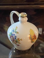 VIKTÓRIA MINTÁS, HERENDI PORCELÁN KANCSÓ, FESTETT, JELZETT DÍSZTÁRGY 8 CM