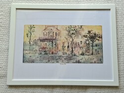 Gross Arnold Kisvárosi álom, reprodukció, nyomat keretben