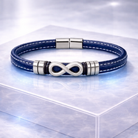 Végtelen Kapocs –kék Fonott Bőr Karkötő