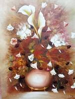 Vízer Júlia zsűrizett csendélet 70 cm X 80 cm olaj