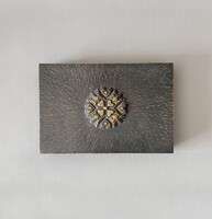Ritka, szívmintás retro iparművészeti fémdoboz – Bronzírozott réz, 20 cm