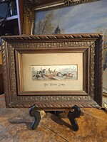 ORIGINAL STEVENGRAPH FRAMED PICTURE: THE WATER JUMP.