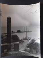 Régi fotó Tihany Balaton kikötő  Panoráma 23x18cm