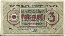 3 rubel rubli 1919 Riga Lettország 2.