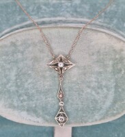 Antik arany nyakék gyönggyel, brillel éy gyémántokkal