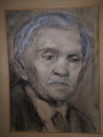 Csók István (1865-1961) : Önarckép. Festmény, vegyes technika, garanciával.