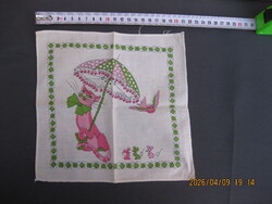 RÓZSASZÍN CICA EGEREKKEL  régi retró zsebkendő