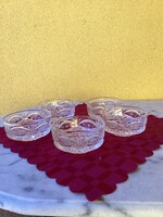 Öt darab kézi csiszolású kristály salátás kompótos tál 11x5 cm.