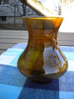 Borostyán színű kisméretű üveg lámpa búra petroleum, csillár, falikar, asztali