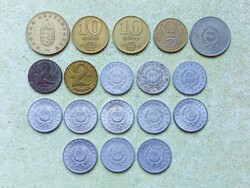 Magyarország 18 db Különböző Érme 1 2 5 10 100 Forint 1967-1995