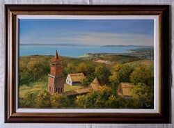 Lantos György "Csere-hegyi kilátó, Alsóörs" c. festmény ingyen postával