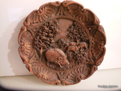 SZOBOR - TÁNYÉR - FA  - KÉZZEL  FARAGOTT - ANTIK - 24 x 4 cm - HIBÁTLAN