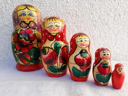 5 részes orosz Matrjoska baba szett, 16,5 cm