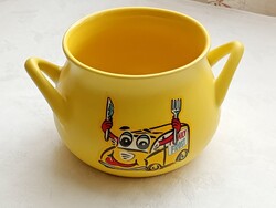 Kerámia csésze hasas bögre csupor Family Frost reklám leveshez salátához kompóthoz zabkásához retro