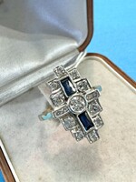 Női Gyűrű Briliánsokkal és Zafírral