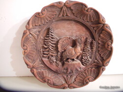 SZOBOR - TÁNYÉR - FA  - KÉZZEL  FARAGOTT - ANTIK - 24 x 4 cm  - HIBÁTLAN